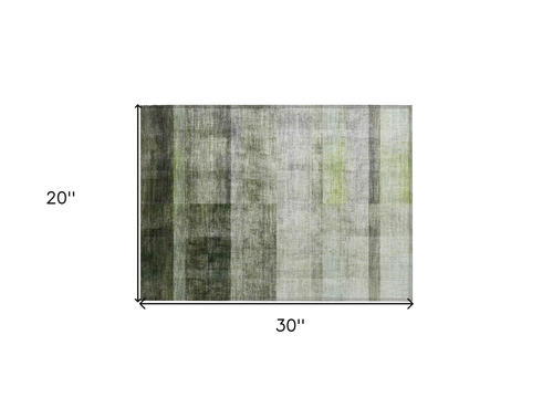 2' X 3' Olive Green Ombre Washable Non Skid Indoor Outdoor Area Rug