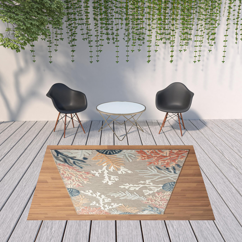 8' X 10' Blue And Gray Indoor Outdoor Area Rug