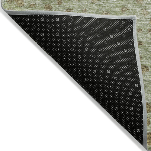 3' X 5' Artichoke Green Ivory And Brown Abstract Washable Indoor Outdoor Area Rug