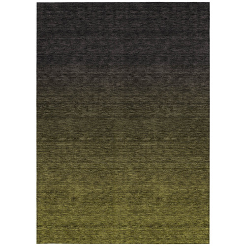 5' X 8' Olive Green And Charcoal Abstract Washable Indoor Outdoor Area Rug