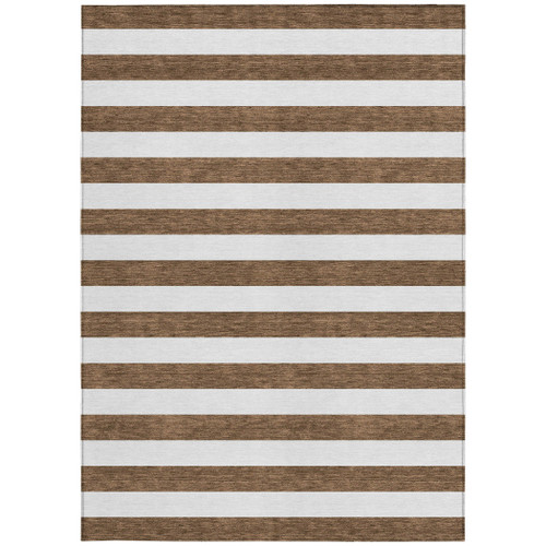 3' X 5' Chocolate Striped Washable Non Skid Indoor Outdoor Area Rug