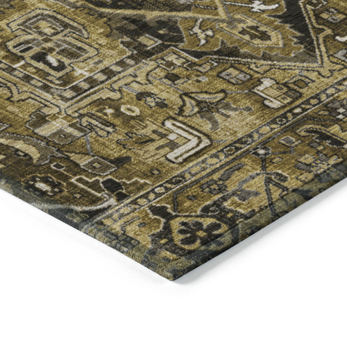 3' X 5' Coffee and Gray Oriental Washable Non Skid Indoor Outdoor Area Rug