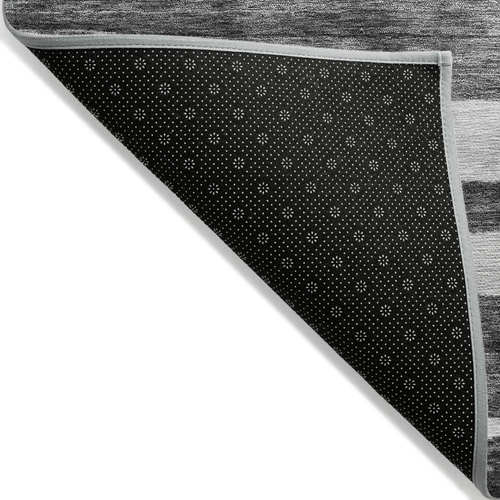 3' X 5' Charcoal And Gray Striped Washable Indoor Outdoor Area Rug