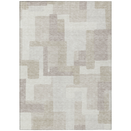 3' X 5' Beige Tan And Taupe Abstract Washable Indoor Outdoor Area Rug