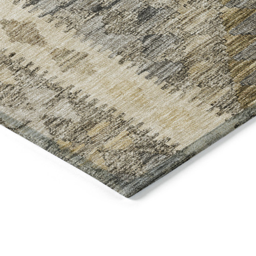 5' X 8' Beige Geometric Washable Indoor Outdoor Area Rug - Beige