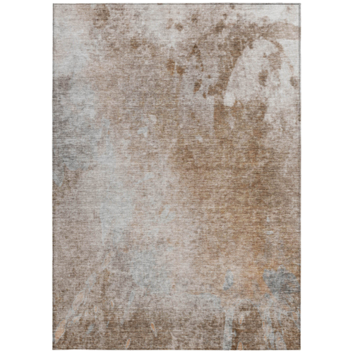 3' X 5' Brown and Off White Abstract Washable Non Skid Indoor Outdoor Area Rug
