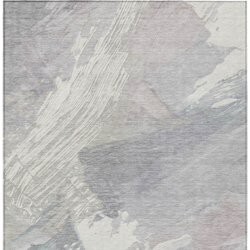 5' X 8' Ivory And Gray Abstract Washable Indoor Outdoor Area Rug