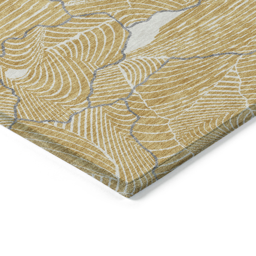 3' X 5' Gold Charcoal And Ivory Abstract Washable Indoor Outdoor Area Rug