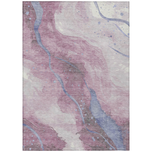 5' X 8' Mauve And Pink Abstract Washable Indoor Outdoor Area Rug