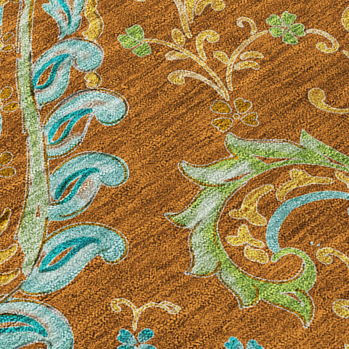 8' Runner Orange Paisley Washable Non Skid Indoor Outdoor Runner Rug