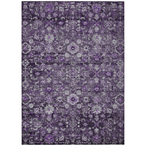 5' X 8' Purple Lilac And Lavender Oriental Washable Indoor Outdoor Area Rug