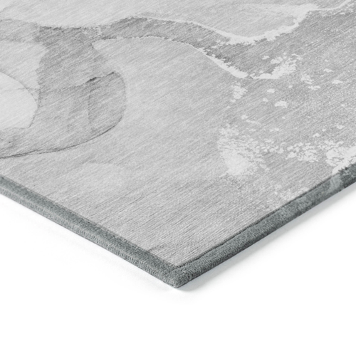 2' X 3' Gray Abstract Washable Indoor Outdoor Area Rug