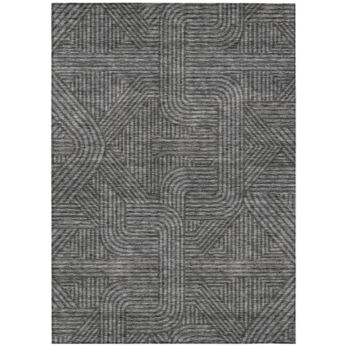 3' X 5' Charcoal And Gray Abstract Washable Indoor Outdoor Area Rug