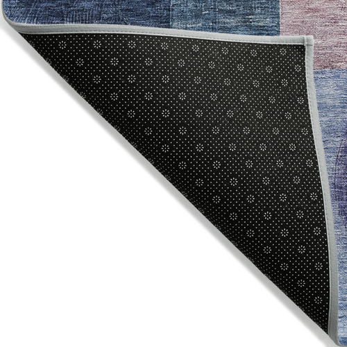 3' X 5' Blue Green And Copper Geometric Washable Indoor Outdoor Area Rug