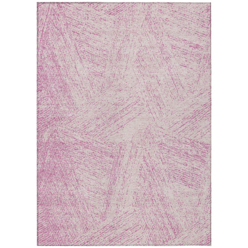 3' X 5' Pink And Ivory Abstract Washable Indoor Outdoor Area Rug