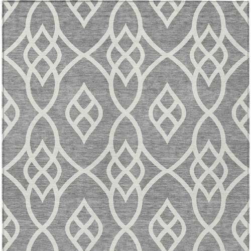 3' X 5' Gray And Ivory Trellis Washable Indoor Outdoor Area Rug