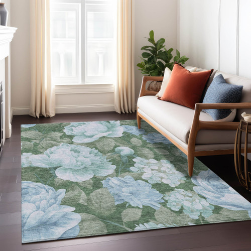Sky Floral Washable Indoor Outdoor Area Rug