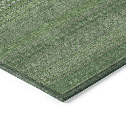 2' X 3' Fern Green Striped Washable Non Skid Indoor Outdoor Area Rug