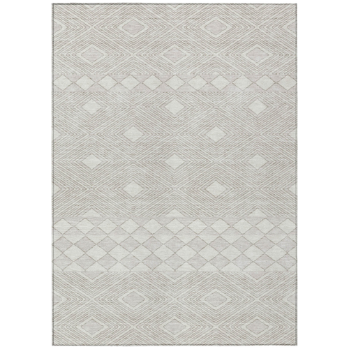 3' X 5' Ivory And Gray Geometric Washable Indoor Outdoor Area Rug