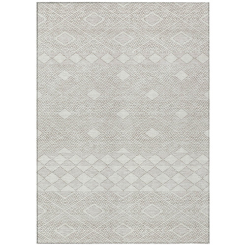 3' X 5' Ivory And Gray Geometric Washable Indoor Outdoor Area Rug