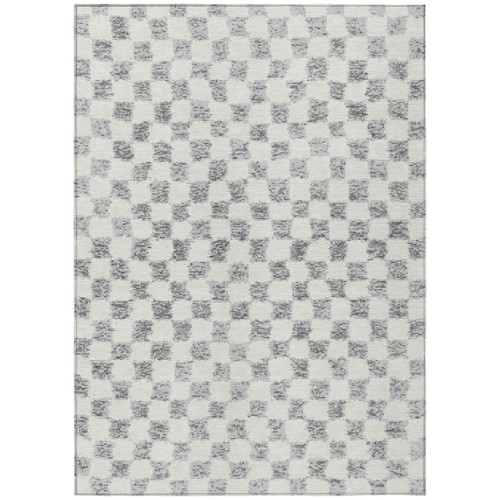 5' X 8' Gray And Ivory Geometric Washable Indoor Outdoor Area Rug - Gray, Ivory