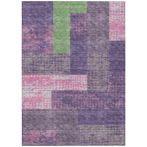 3' X 5' Purple Green And Pink Geometric Washable Indoor Outdoor Area Rug