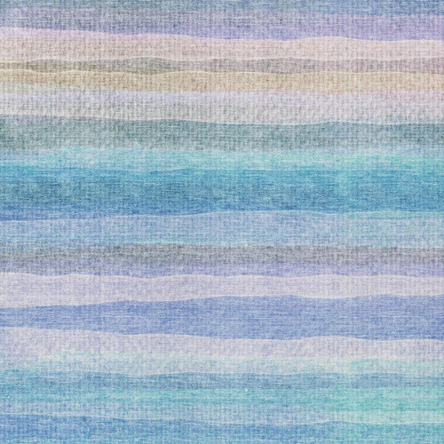 5' X 8' Aqua Lavender And Peach Striped Washable Indoor Outdoor Area Rug