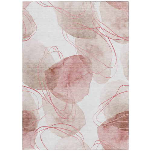 3' X 5' Merlot and Ivory Abstract Washable Non Skid Indoor Outdoor Area Rug