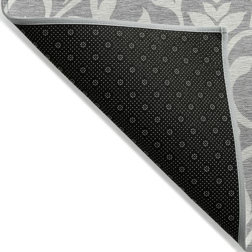 3' X 5' Gray And Ivory Floral Washable Indoor Outdoor Area Rug