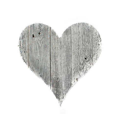 Homeroots Home Decor Rustic Farmhouse White Wash Large Wooden Heart, 24 inches