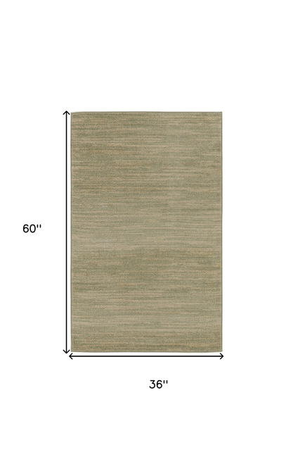 3' X 5' Green And Gold Abstract Indoor Outdoor Area Rug