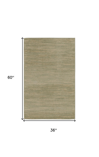 3' X 5' Green And Gold Abstract Indoor Outdoor Area Rug