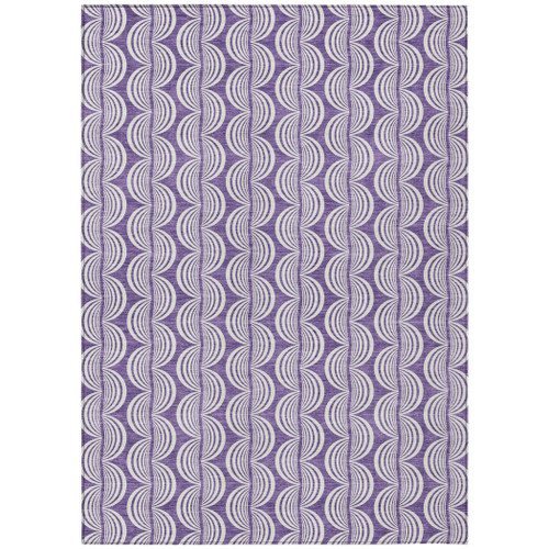 3' X 5' Purple And Ivory Ogee Washable Indoor Outdoor Area Rug