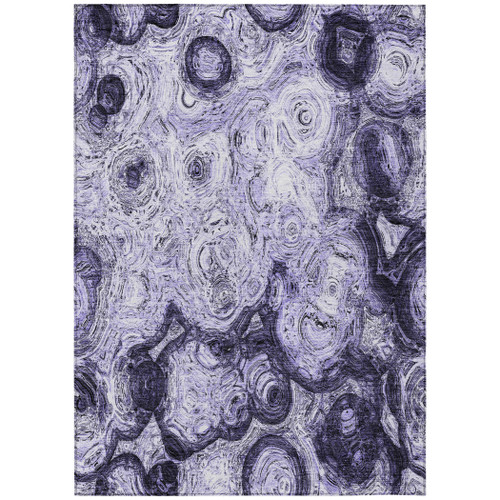 3' X 5' Purple And Lavender Abstract Washable Indoor Outdoor Area Rug