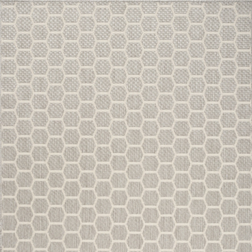 4' X 6' Gray And Ivory Geometric Indoor Outdoor Area Rug