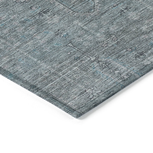 5' X 8' Teal Blue And Gray Southwestern Washable Indoor Outdoor Area Rug