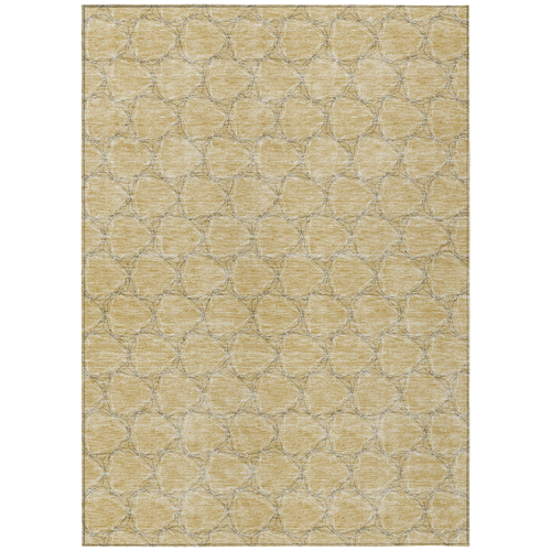 3' X 5' Wheat And Gray Geometric Washable Indoor Outdoor Area Rug
