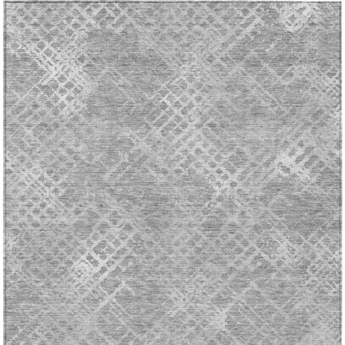 5' X 8' Gray And Silver Geometric Washable Indoor Outdoor Area Rug