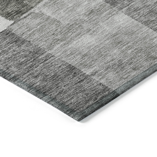5' X 8' Pewter And Black Geometric Washable Indoor Outdoor Area Rug
