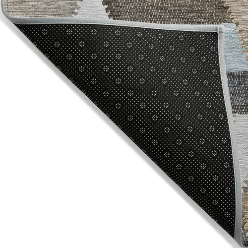 3' X 5' Brown Geometric Washable Indoor Outdoor Area Rug