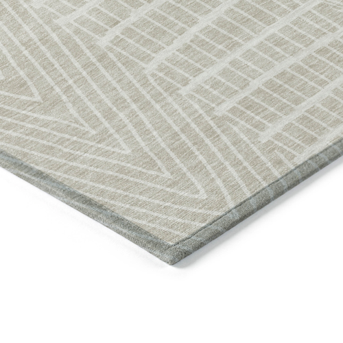 3' X 5' Beige And Ivory Geometric Washable Indoor Outdoor Area Rug