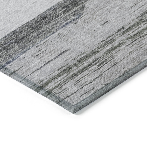5' X 8' Denim Blue Ivory And Gray Abstract Washable Indoor Outdoor Area Rug