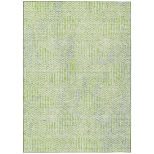 5' X 8' Lime Green Gray And Ivory Geometric Washable Indoor Outdoor Area Rug
