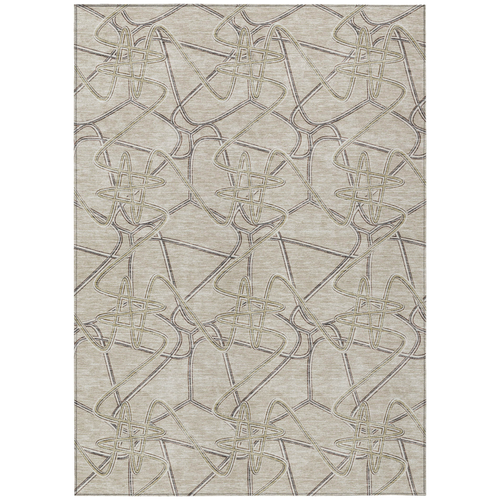 5' X 8' Beige Ivory And Gray Geometric Washable Indoor Outdoor Area Rug