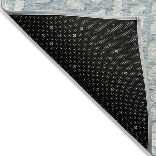 3' X 5' Sky Blue And Ivory Abstract Washable Indoor Outdoor Area Rug
