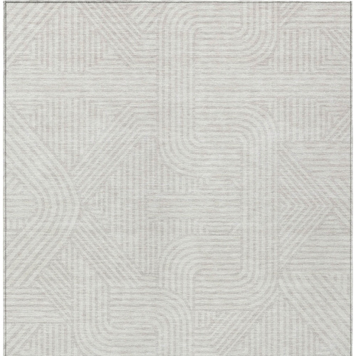 5' X 8' Ivory And Gray Abstract Washable Indoor Outdoor Area Rug