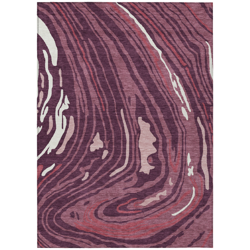5' X 8' Burgundy Brick Red And Ivory Abstract Washable Indoor Outdoor Area Rug