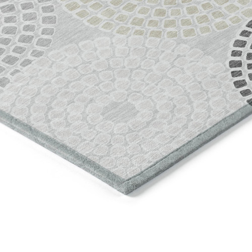 5' X 8' Gray And Taupe Geometric Washable Indoor Outdoor Area Rug