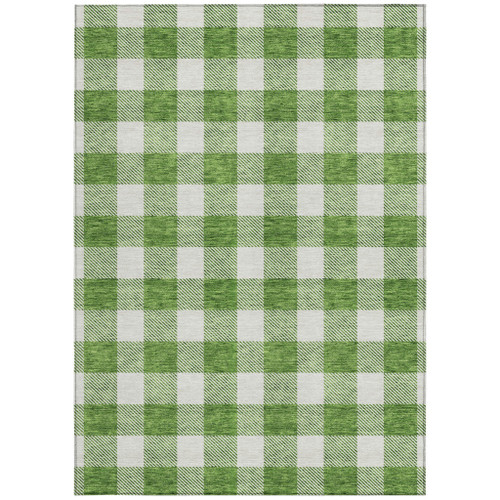 3' X 5' Green And Gray Plaid Washable Indoor Outdoor Area Rug