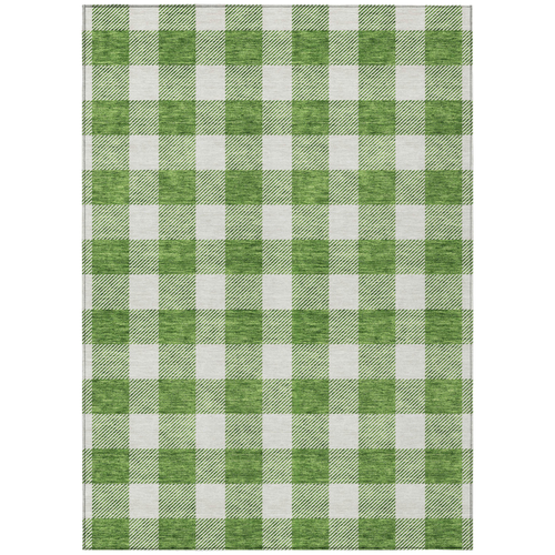 3' X 5' Green And Gray Plaid Washable Indoor Outdoor Area Rug